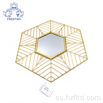 Espejo hexagonal colgante de pared geométrico